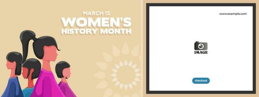 mujeres historia mes. anual diseño modelo con plano ilustración vector