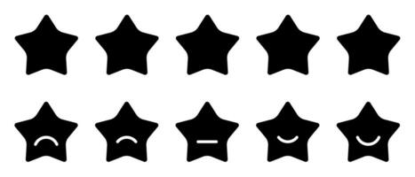 Five stars flat icon design with different expressions, customer review concept on web vector
