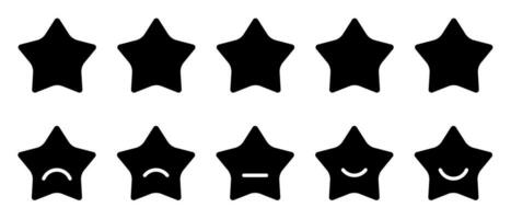 cinco estrellas plano icono diseño con diferente expresiones, cliente revisión concepto en web vector