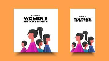 Womans history month. Annual design template with flat illustration, Social media vector