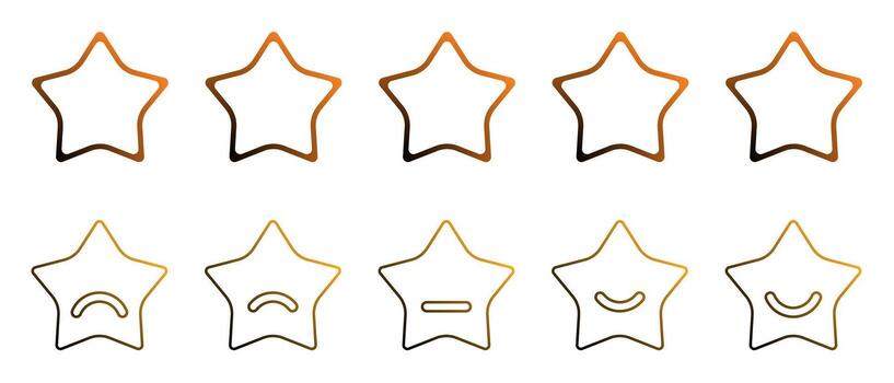 Five stars line icon design with different expressions, customer review concept on web vector