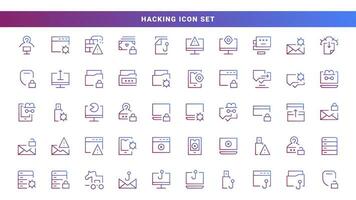 hackear línea icono diseño colocar. fraude icono, en línea robo seguridad en gradación colores vector