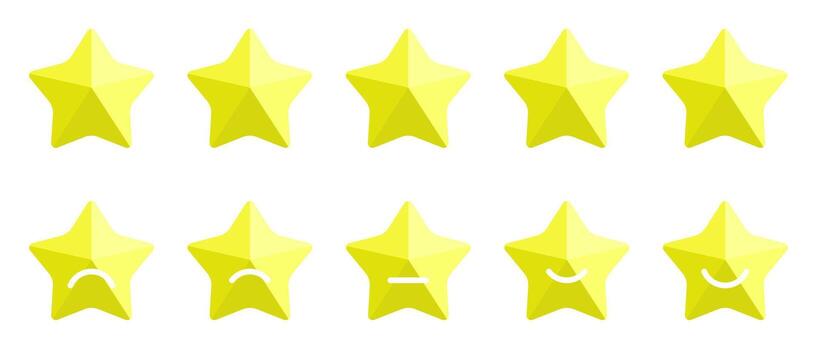 Five stars flat icon design with different expressions, customer review concept on web vector