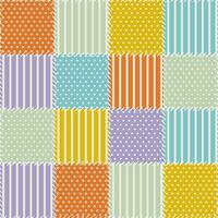 Colorful patchwork quilt pattern with polka dots and stripes in retro colors, ideal for background, fabric design or scrapbooking projects vector