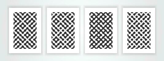 Retro black and white geometric pattern background, vector abstract. Trendy bauhaus pattern backgrounds op-art set