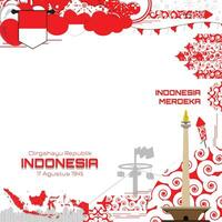 Happy Independence Day of Indonesia, illustration background design, social media template vector