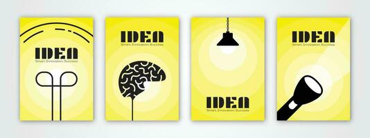idea cover, background concept of lamp, brain and flashlight. with a vision of ideas, success, intelligence, innovation vector