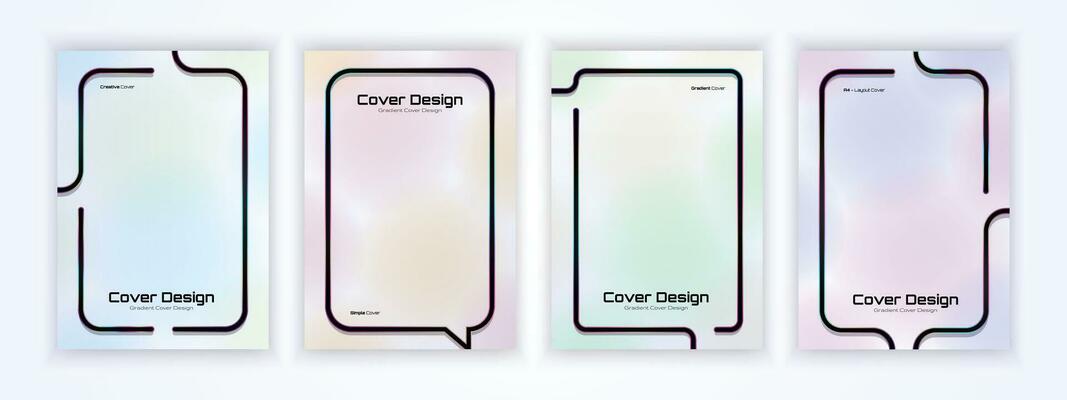 gradient background cover design with line art style, with the addition of an attractive simple frame