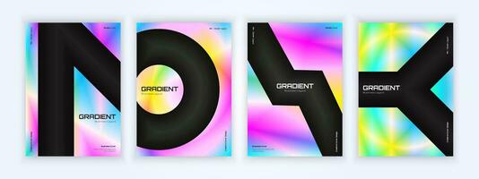 gradient booklet brochure full color abstract cover template bundle vector