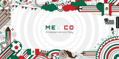 contento independencia día de México, ilustración antecedentes diseño, bandera, social medios de comunicación modelo vector