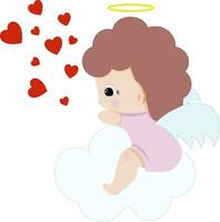 ángel niña con muchos corazones vector