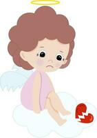 angel girl with a broken heart vector