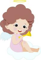 girl angel with a pipe vector