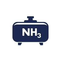 amoníaco, nh3 gas en grande tanque icono vector