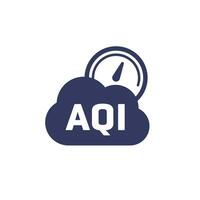 Air quality index, AQI icon on white vector