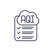 Air quality index, AQI line icon with a checklist vector