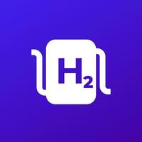 hydrogen power system icon, h2 energy source vector