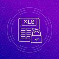 protect xls document line vector icon