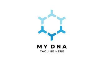 DNA logo hexagonal style molecular genetic code science bio structure chromosome spirals genome biology medicals vector