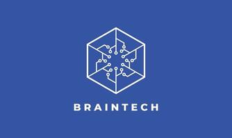 Logo hexagon minimalist line techno chain currency trade market block transaction system monet concept vector