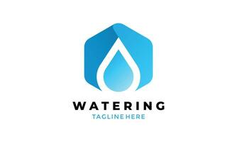 Logo vector drip water hexagon liquid fresh purity energy care nature concept minimalist design isolated manage control shape blue icon environment branding company