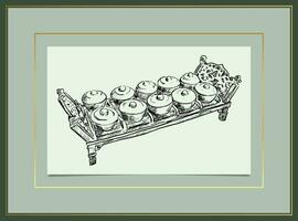 gamelan hand drawn sketch image vector .eps 10