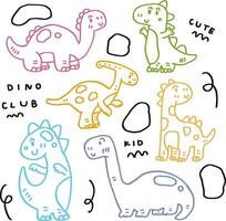 hand drawn cute dino and text for templates vector