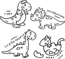 hand drawn cute dino and text for templates vector