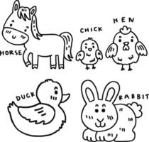 hand drawn cute animal and text for templates vector