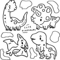 hand drawn cute dino and text for templates vector