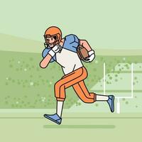 American football man character players in action Athlete on field line style vector