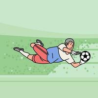 Soccer football man character players in action Athlete on field line style vector