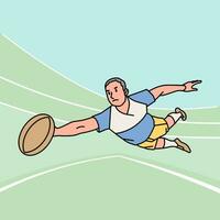Rugby football  character players action Athlete field line style illustration vector