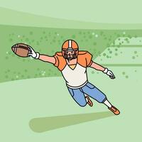 American football man character players in action Athlete on field line style vector