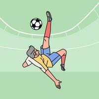 Soccer football man character players in action Athlete on field line style vector