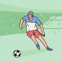 Soccer football man character players in action Athlete on field line style vector