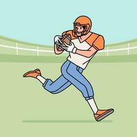 American football man character players in action Athlete on field line style vector