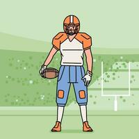 American football man character players in action Athlete on field line style vector