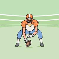 American football man character players in action Athlete on field line style vector