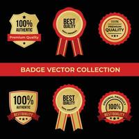 best quality badge illustration set in gold and red vector