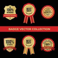 best quality badge illustration set in gold and red vector