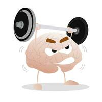 Brain training with barbell. Brain intelligence, mind sport weight, exercise workout for knowledge. Vector illustration