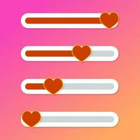 Social network sliders indicator love. Vector slide indicate for maintain in network, swipe instantly feedback communication illustration