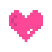 Pixel heart pink 8 bit for poster, print, design, elements vector