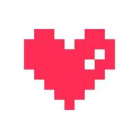 Pixel heart red 8 bit for poster pattern, print, design, elements vector