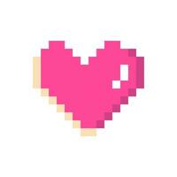 Pixel heart pink 8 bit for poster, print, design, elements vector