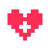 Pixel heart red 8 bit for poster pattern, print, design, elements vector