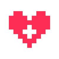 Pixel heart red 8 bit for poster pattern, print, design, elements vector