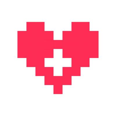 Pixel heart red 8 bit for poster pattern, print, design, elements