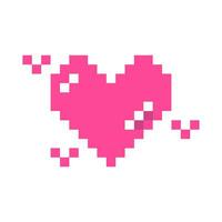 Pixel heart pink 8 bit for poster, print, design, elements vector